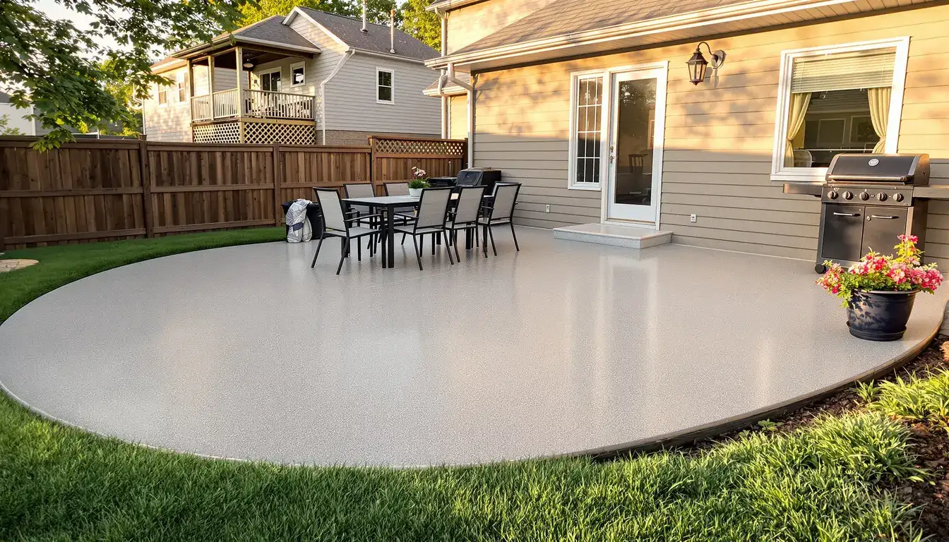 Concrete patio in a Kansas City Northland backyard